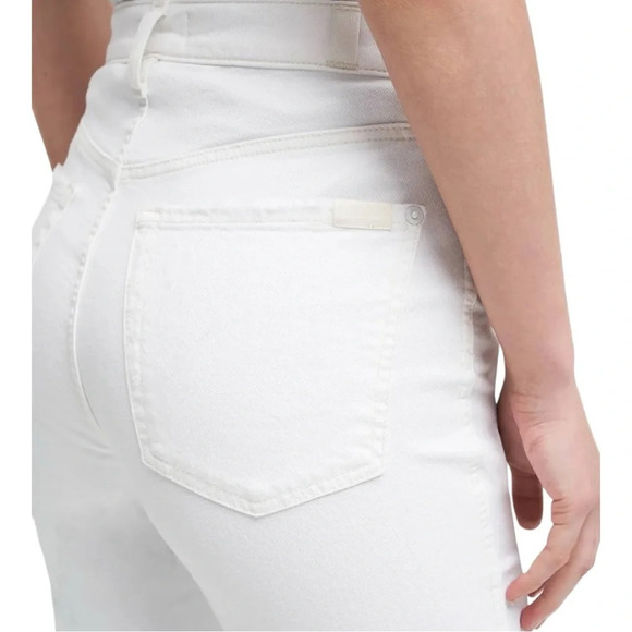 7 For All Mankind White High Waist Jeans Crop Straight Denim Jeans NWT - Picture 3 of 12